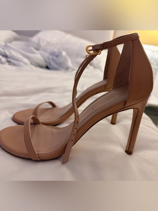 Stuart Weitzman Shoes - Stuart Weitzman Tan Nude Leather Ankle-Strap Stiletto Sandals